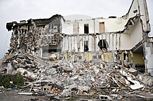 Destroyed building, debris. Series photo
