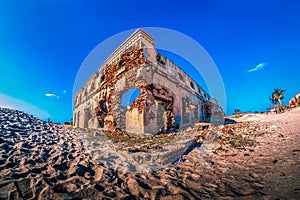 A destroyed building in the ghost town dhanushkodi