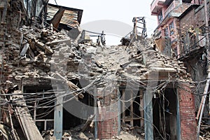 Destroyed Building in Kathmandu, Nepal after 2015 Earthquake