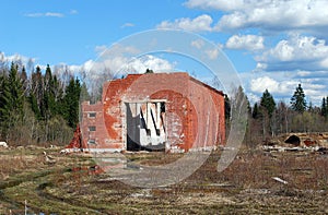 The destroyed building in the territory of the disbanded military unit