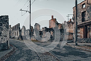 Destroyed building during World War 2 in Oradour- sur -Glane France