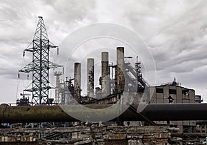 Destroyed buildings of the workshop of the Azovstal plant in Mariupol Ukraine