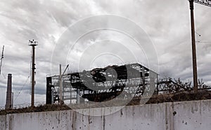 Destroyed buildings of the workshop of the Azovstal plant in Mariupol Ukraine