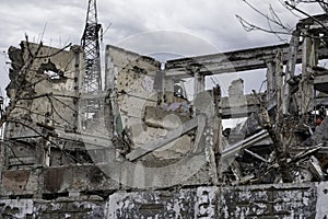 Destroyed buildings of the workshop of the Azovstal plant in Mariupol Ukraine