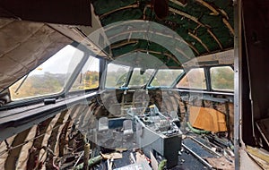 The destroyed cabin of the aircraft