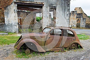 Car of the doctor in Oradour sur Glane photo