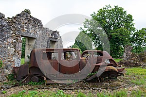 Cars of the doctor in Oradour sur Glane photo