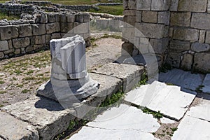 Destroyed column in an ancient Greek city
