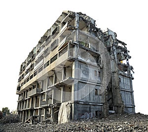 Destroyed concrete building