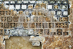Destroyed and corroded vandalised laptop computer keyboard