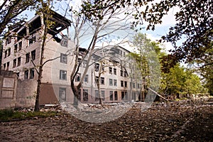 Destroyed factory building