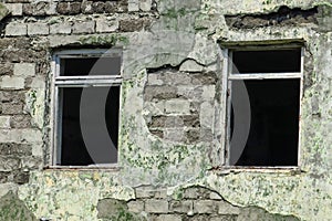 Destroyed by fire,broken window,burn down,abandoned,devastate,house,dangerous, photo