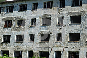 Destroyed by fire,broken window,burn down,abandoned,devastate,house,dangerous, photo