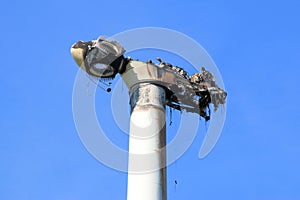 Destroyed gondola of a windmill