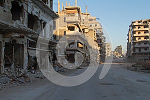 Destroyed Homs centre, Syria