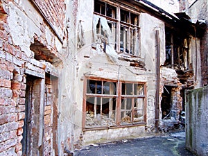 Destroyed house as a symbol of devastation