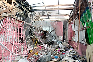 Destroyed house from bomb effect