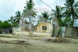 Destroyed house in Mocimboa da Praia in Cabo Delgado, Mozambique photo