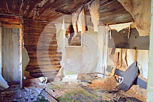 Destroyed house room ruins