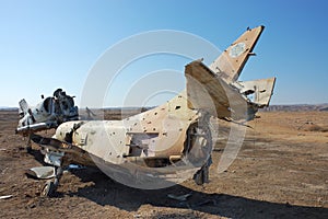 Destroyed military aircraft.