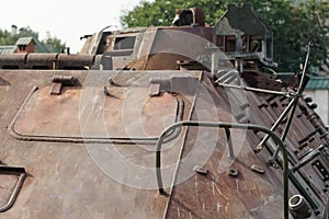 Destroyed military equipment of the Russian army in the war with Ukraine.