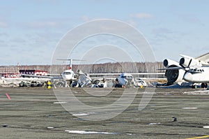 Destroyed old aircraft in the landfill at the airport.