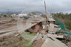 Destroyed road by hurricane Odile