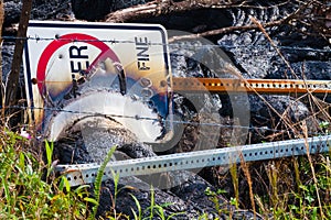 Destroyed sign