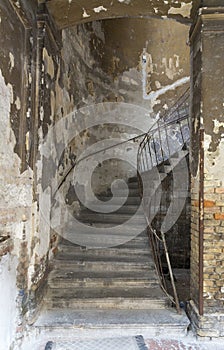 Destroyed stairs in old building