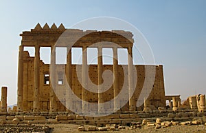 Destroyed temple of Baal in Palmyra, Syria. Eliminated by ISIS now. photo