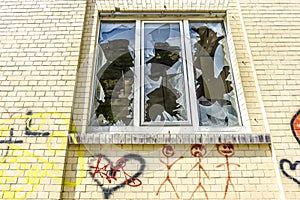 Destroyed window glass