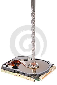 Destroying data from hard disk - conceptual photo