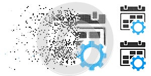 Destructed Dot Halftone Calendar Settings Gear Icon