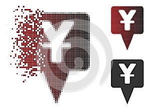 Destructed Dot Halftone Yuan Map Pointer Icon