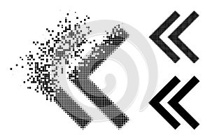 Destructed and Halftone Pixelated Shift Left Icon photo