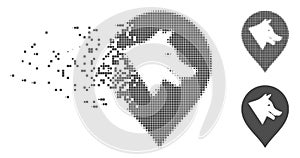 Destructed Pixel Halftone Evil Dog Marker Icon