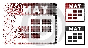 Destructed Pixel Halftone May Calendar Grid Icon