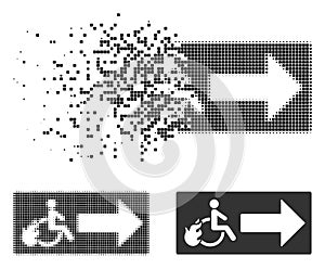 Destructed Pixel Halftone Patient Exit Icon