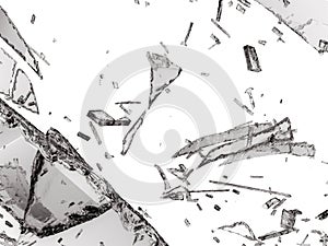 Destructed or Shattered glass isolated on white