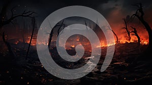 destructi fire on black background