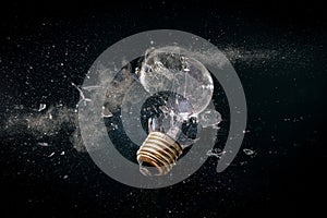 Destruction of a light bulb on black