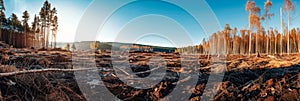 destruction of pristine forests to make way for industrial development, emphasizing the irreversible loss of photo