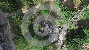 The destruction of the remnants of communism drone image.