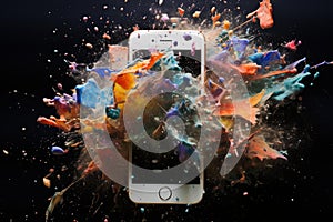 Destructive Smart phone exploded. Generate Ai photo