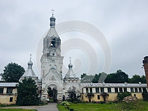 Desyatinny monastery, the bell tower, a crumbling old monument, Velikiy Novgorod