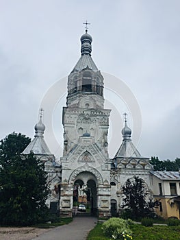 Desyatinny monastery, the bell tower, a crumbling old monument, Velikiy Novgorod