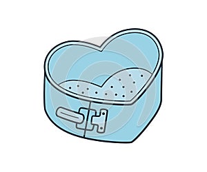 Detachable baking dish in heart shape with removable bottom. Hand rawn non-stick sponge cake pan. Vector illustration in