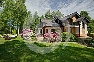 Detached house with beauty garden photo