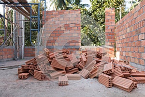 Detached house of brick in massive construction