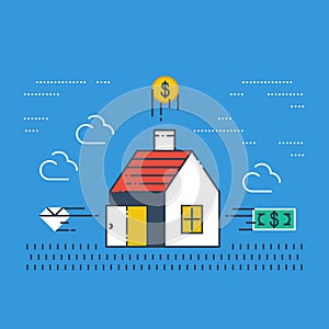 Detached house, family home budget concept